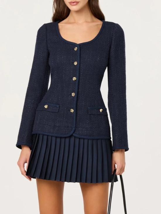 ASTR the Label Dresses & Skirts - ASTR the Label Malorie Navy Tweed Dress S